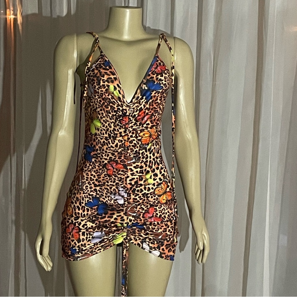 Leopard Print Mini Dress with Colorful Accents